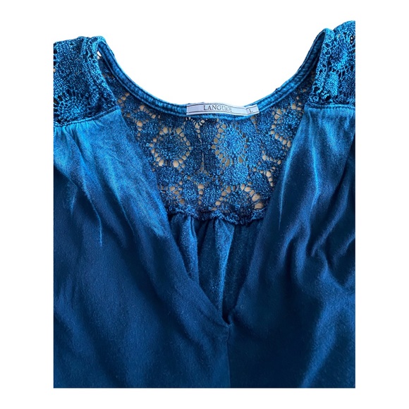 Unique Boho Crochet Cotton Language Long Sleeve Tee Top - ¾ sleeve - Size L - Picture 3 of 6